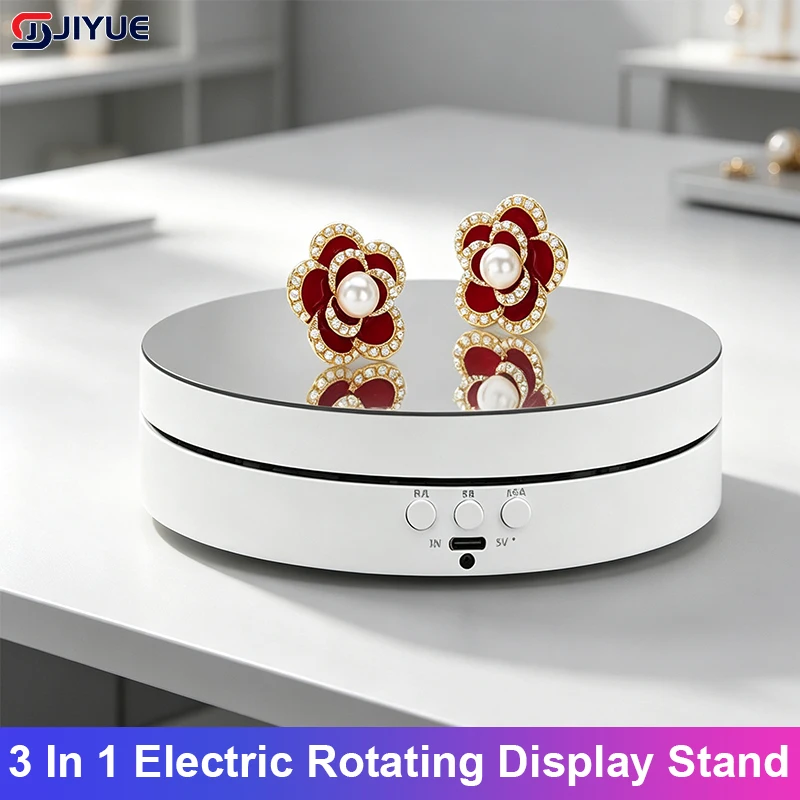 3 In 1 Electric Rotating Display Stand Motorized Turntable Replaceable Covers Remote Control 360° Rotating Platform