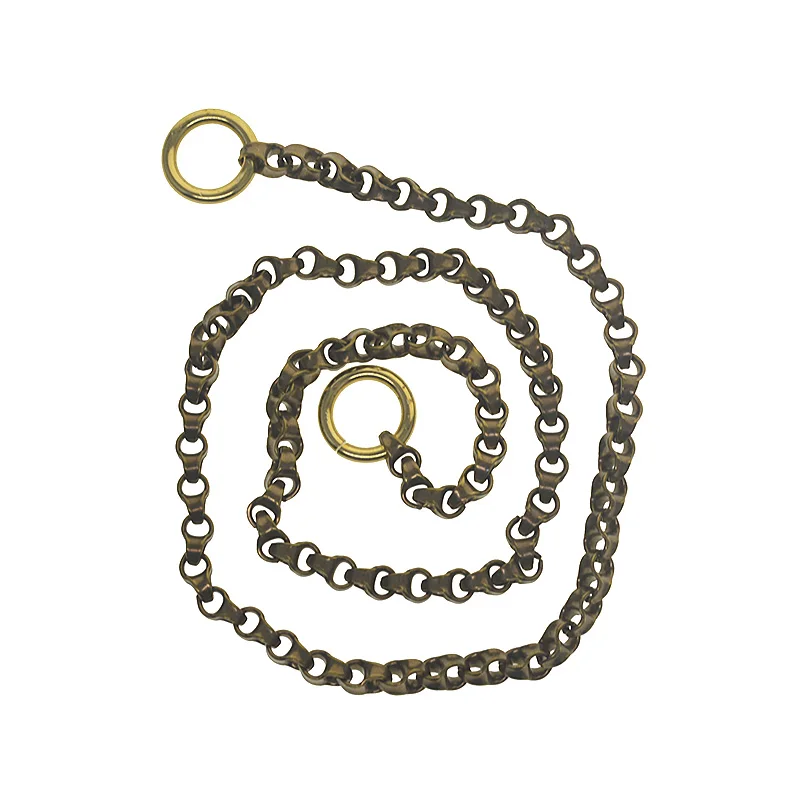 retro brass square  bike link chain PS4.5  4.5mm  thick 30cm-100cm  wallet jean biker  FOB keychain bag strap DIY replacement