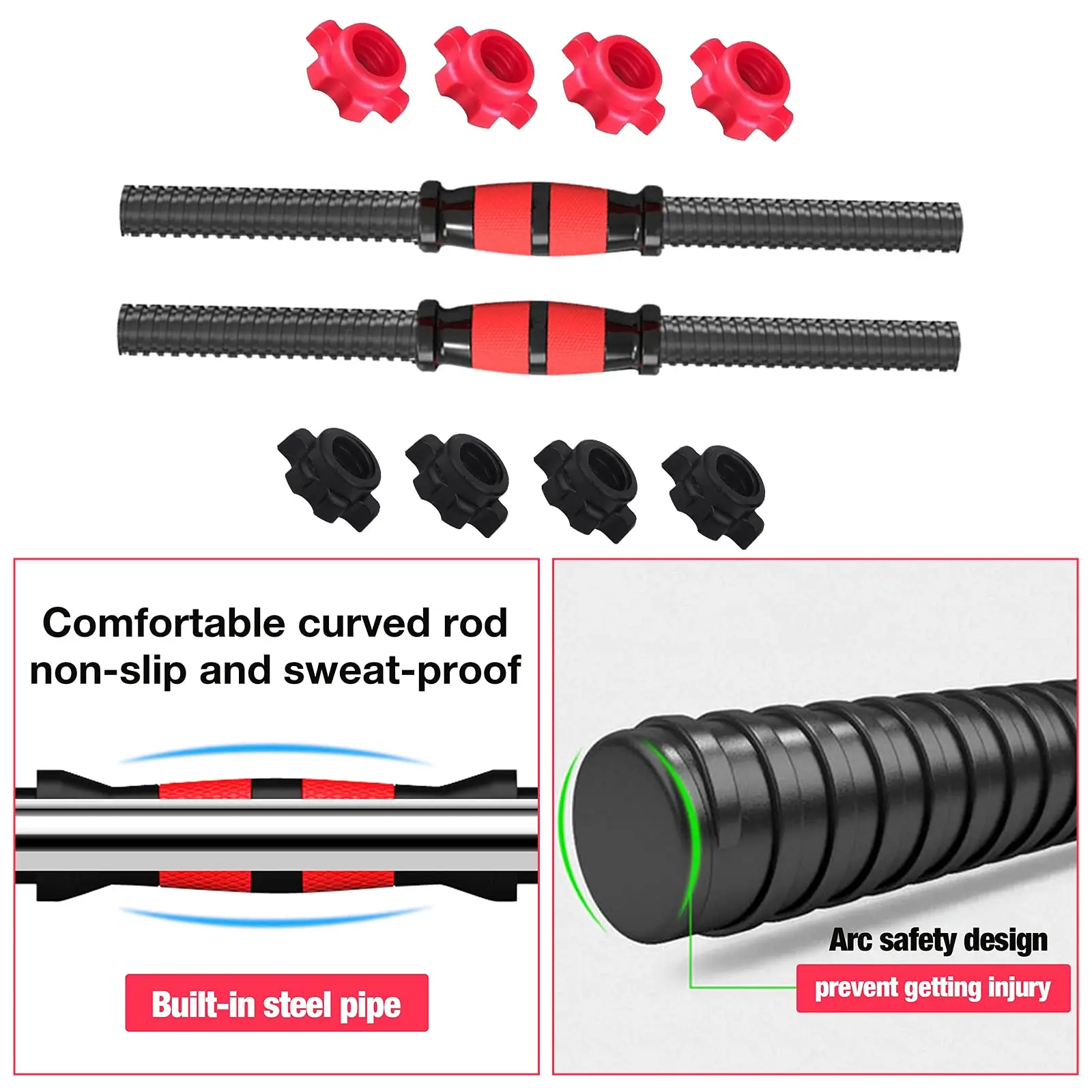 25mm Universal Dumbbell Barbell Bar Fitness Barbell Stick Weight Training Bar Connector Dumbbell Rot With Spinlock Fixed Collars