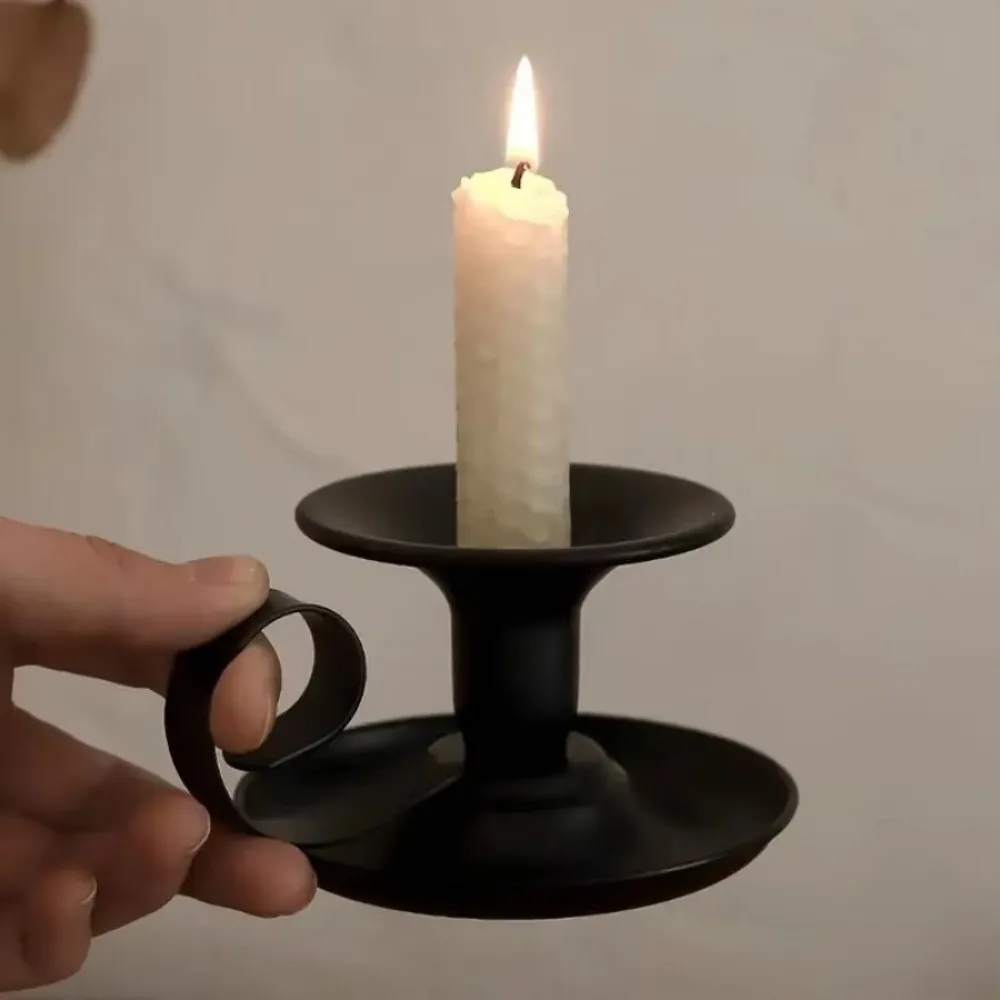 European-Style Tea Cup Candlestick Simple Metal Iron Candlestick Holder Candlelight Dinner Props Single-Head Candle Stand