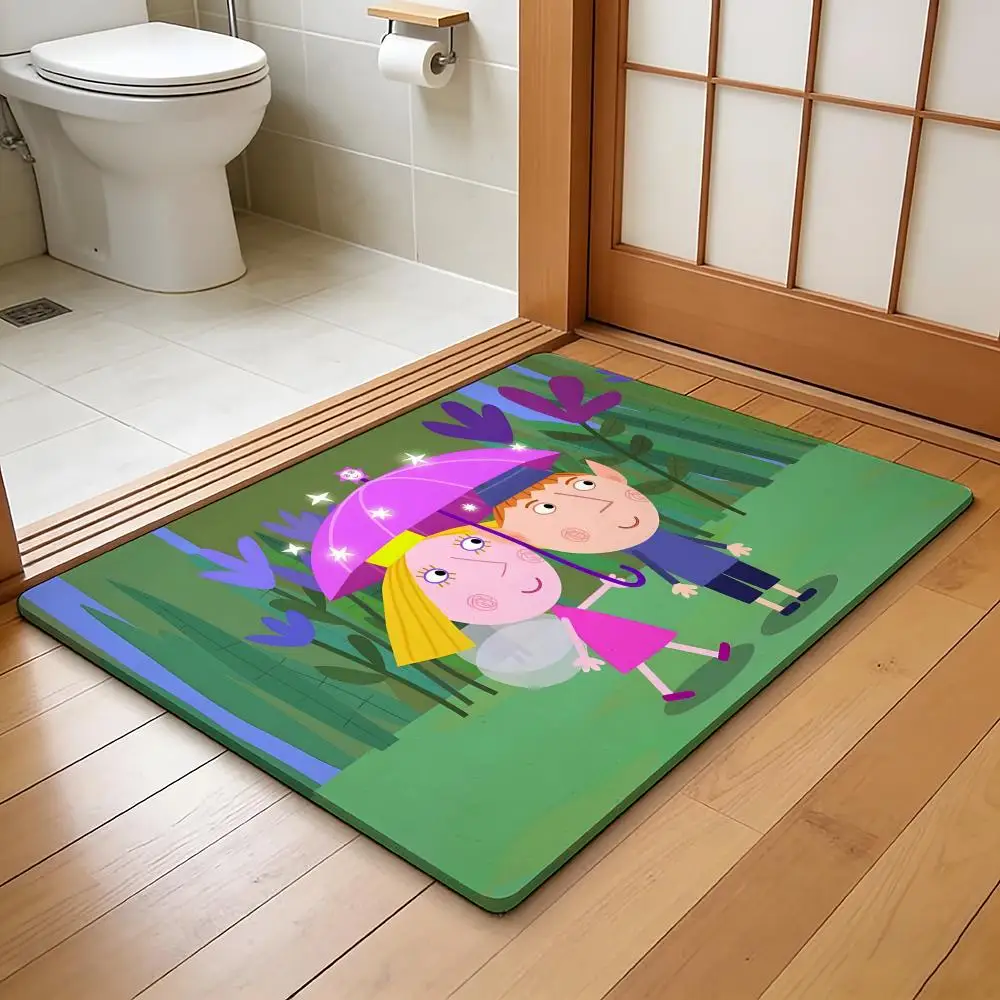 ANIME B-Ben Holly s Little Kingdom Floor Mat Absorbent Floor Mat Non-Slip Entrance Rug for Bathrooms Restrooms and Toilets