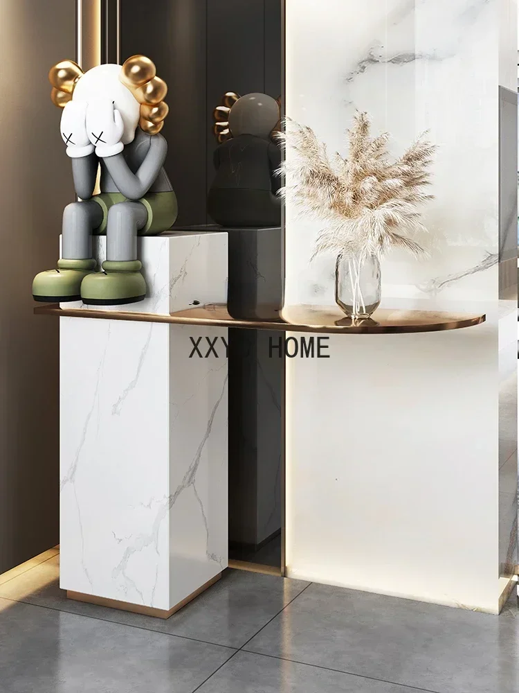 Stone Plate Console Entrance Door Facing Wall Console Tables Light Luxury High-End Entrance Flower Stand