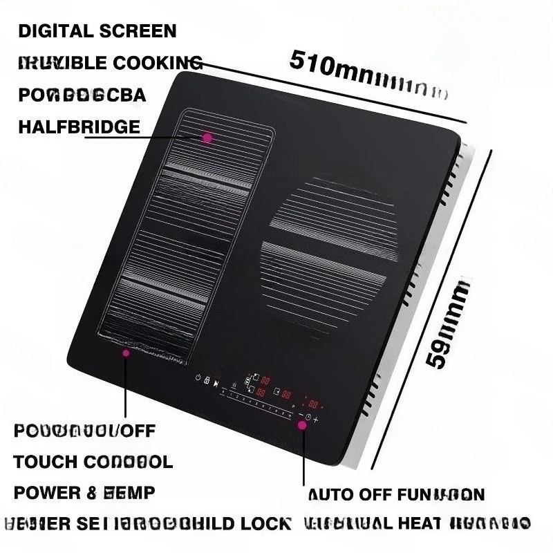Embedded induction cooker ultra-thin panel touch control timer for household and commercial cooking stoves