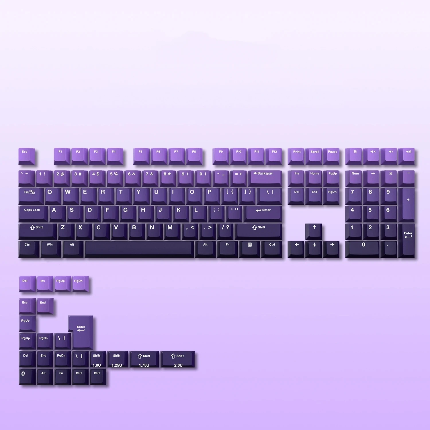 PBT Double Shot Gradiente Key Caps, cereja Perfil Keycap, roxo, verde, marrom, 132 chaves Set