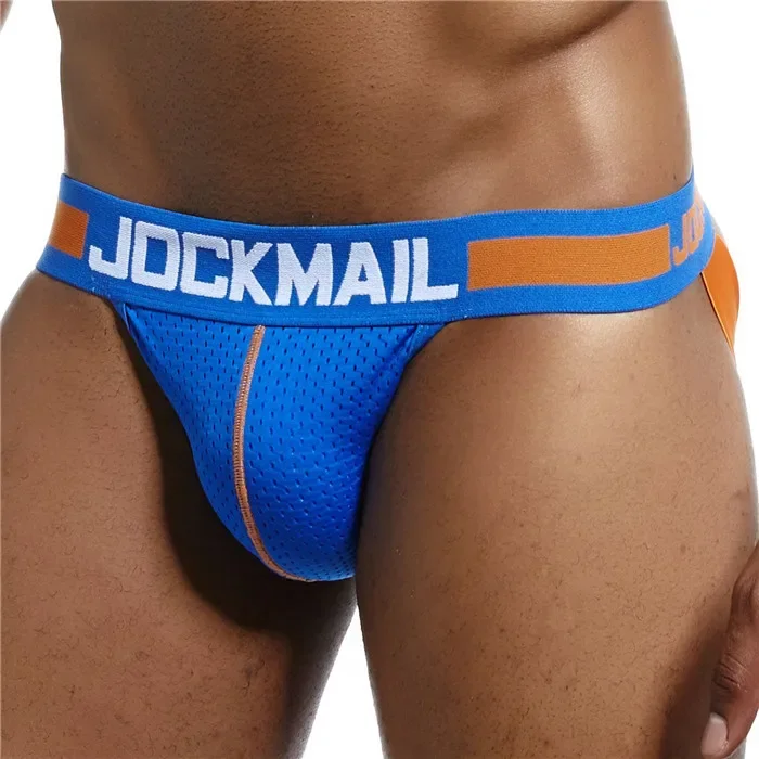 JOCKMAIL Jocks Men Mesh Low Sexy Men Underwear Briefs Gay Penis Pouch Wonderjock Bikini Gay Underwear Man Jockstrap thong tanga