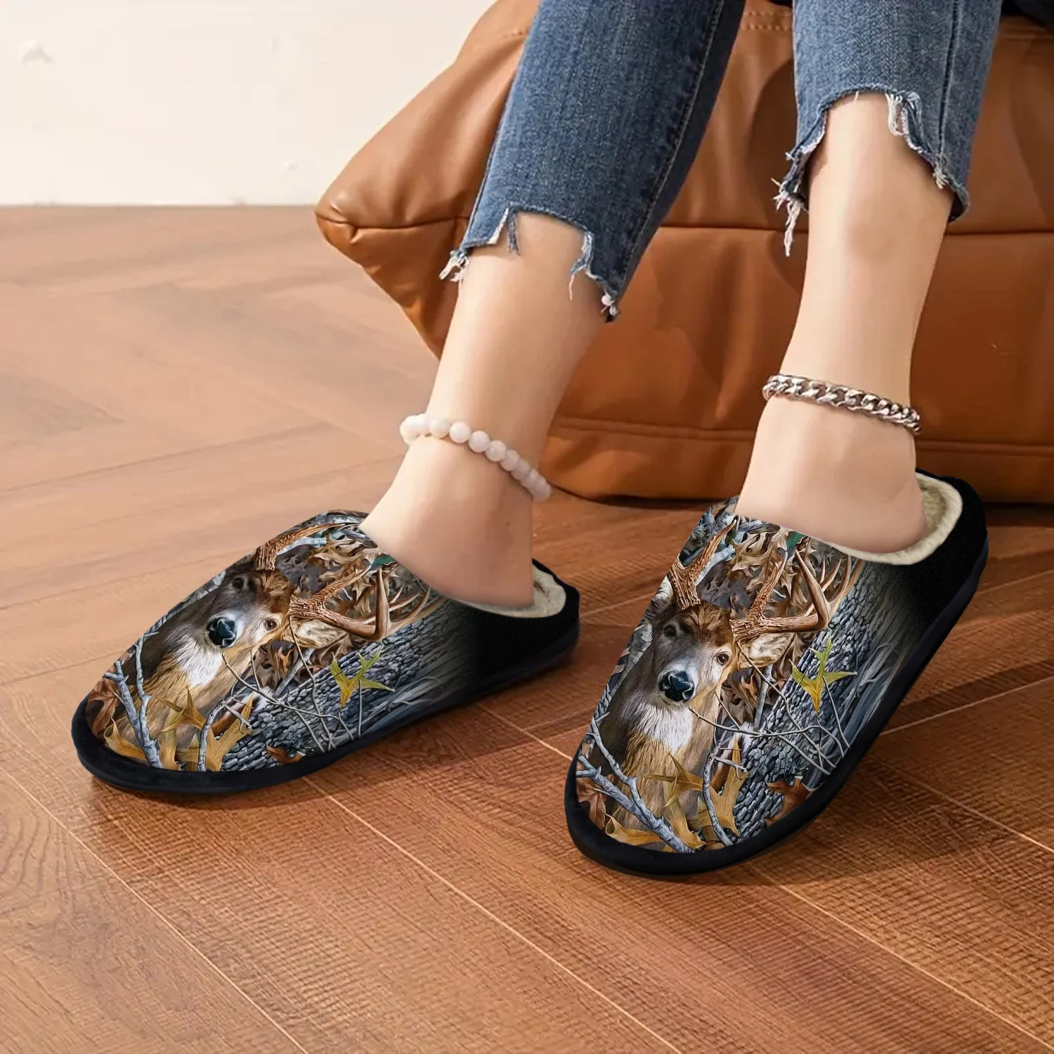 شبشب شتوي نسائي - حذاء منزلي داخلي قطيفة بنعل غير قابل للانزلاق، بطانة سميكة ودافئة - أحذية مريحة للطقس البارد للمنزل #3