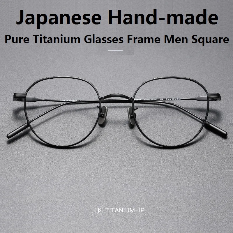 Japanese Handmade Pure Titanium Glasses Frame Retro Oval Round Men Eyeglasses Women Myopia Reading Eyewear Big Frames Oculos New