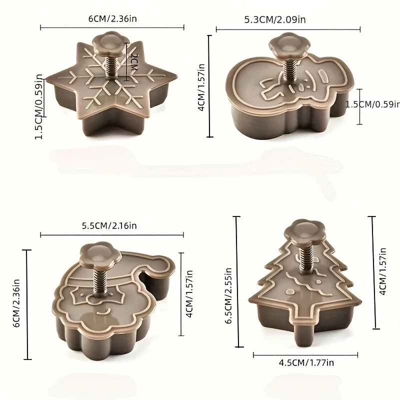 Plastic Christmas Cookie Mold Creative Press Cookie Mold Four-Piece Set of Kitchen Baking Tools Cookie Mold(4pcs/set) view 2