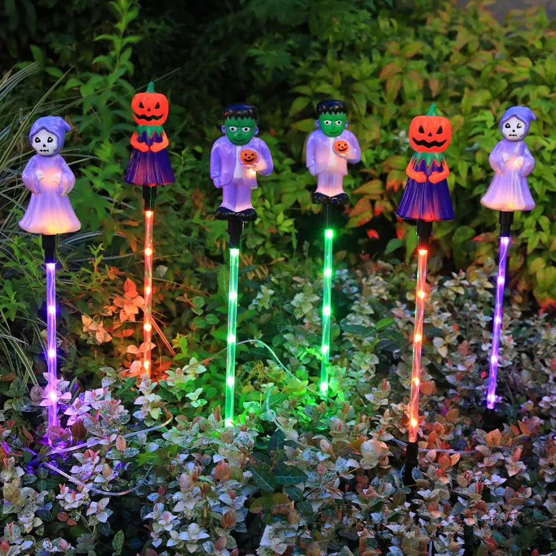 

6 шт./компл. на солнечной энергии, украшения для Хэллоуина, газонные фонари для сада, тыква, призрак, дизайн, уличные светодиодные фонари для двора, праздничная лампа 601
