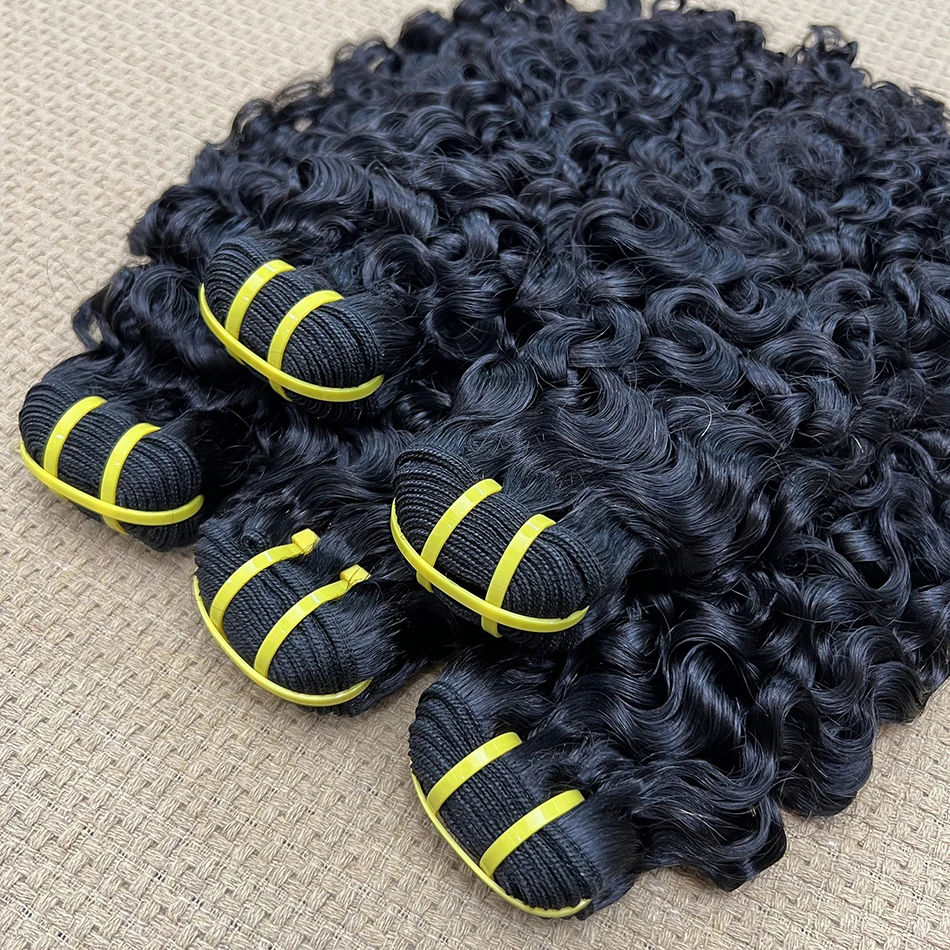 Birmese lockiges Echthaar-Bündel # 1B natürliche Farbe gewellt rohes reines Haar Weave Extensions federnd lockiges 100 % Echthaar für Frauen – Detail 18