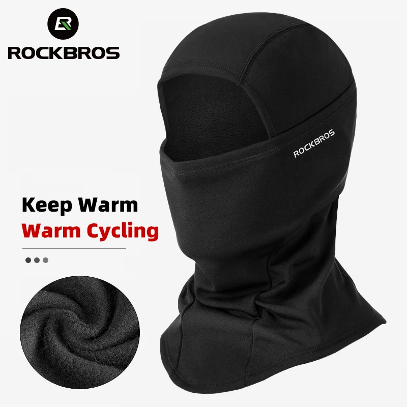 ROCKBROS Cycling Mask Warm Fleece Motorcycle Balaclava Windproof Full Face Headgear For Autumn Winter Men Women Electric Bicycle