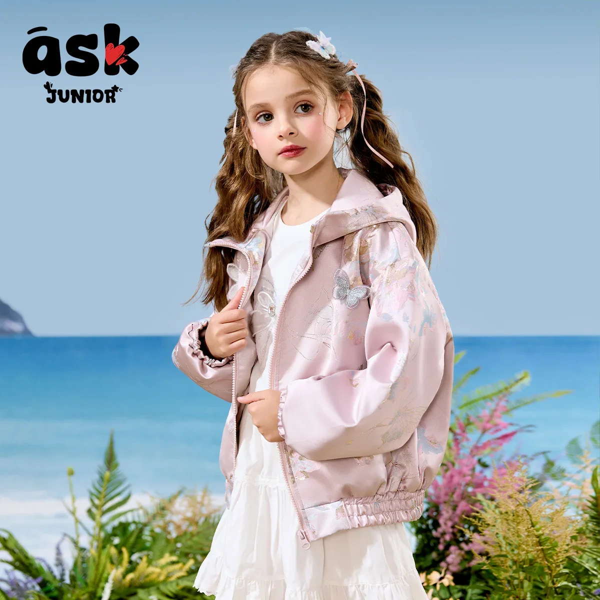 الفتيات أزياء عارضة الأطفال الخريف الفتيات فراشة طباعة شبكة الربط سترة