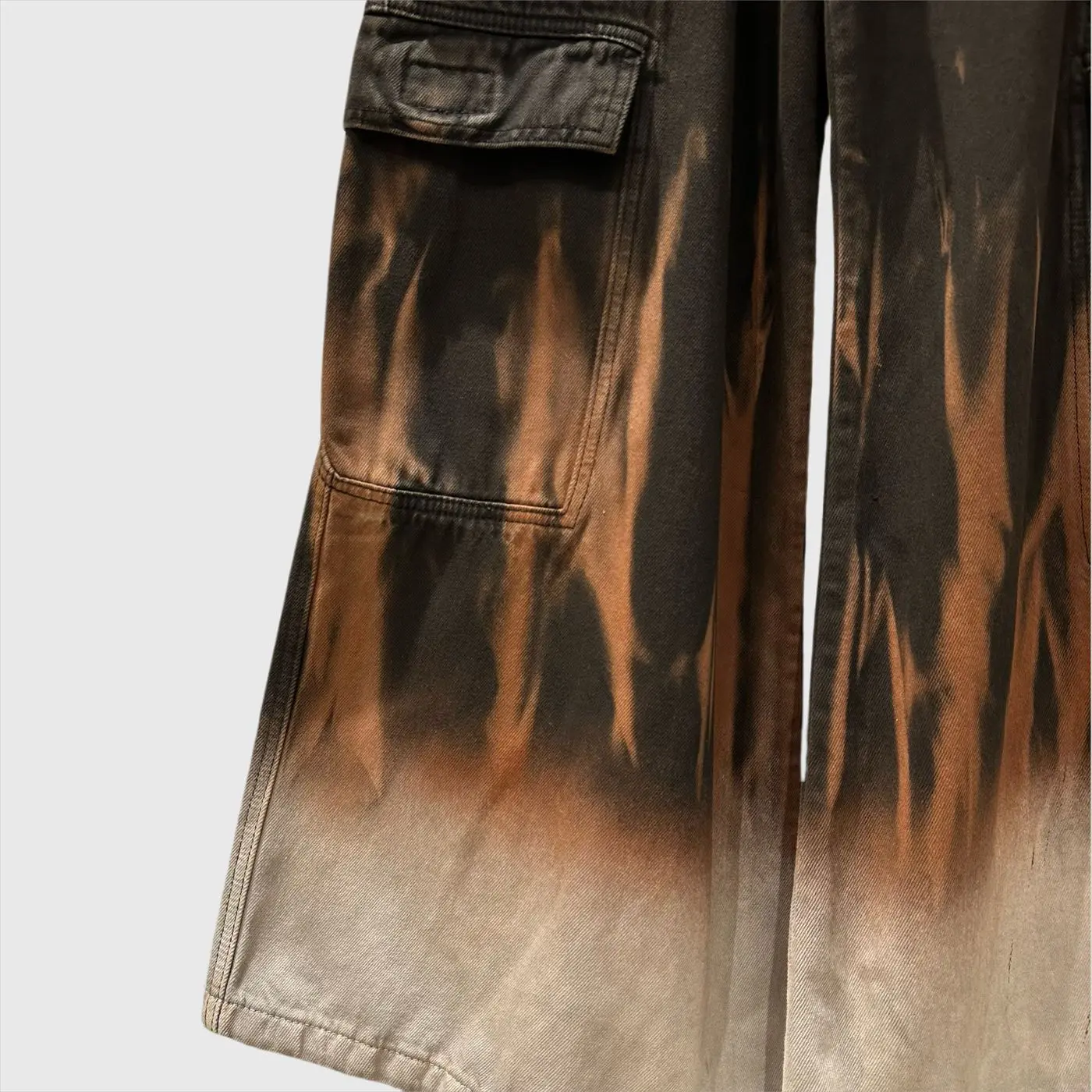 High Street Dark RO Style Men's Workwear Exlstic Waist Denim Pants New Retro Street Trend Tie Dye Mop Jean Pants Wide Leg Pants