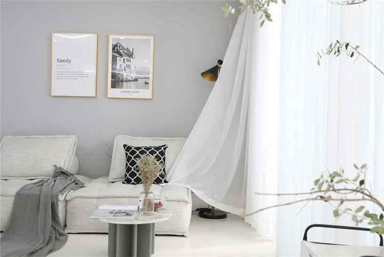 1 Stück superweiche Chiffon-Vorhänge aus weißem Tüll für Wohnzimmer, Futter, Schlafzimmer, Fensterdekoration, HOTEL-Tür, luxuriös, modern, Alem – Detail 4