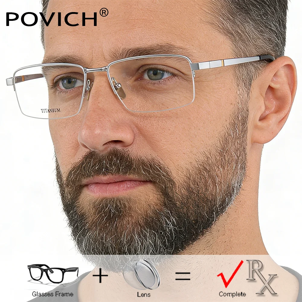 

New High-end Pure Titanium PRESCRIPTION Glasses Men's Ultralight Myopia Lenses Anti Blue Light Eyewear
