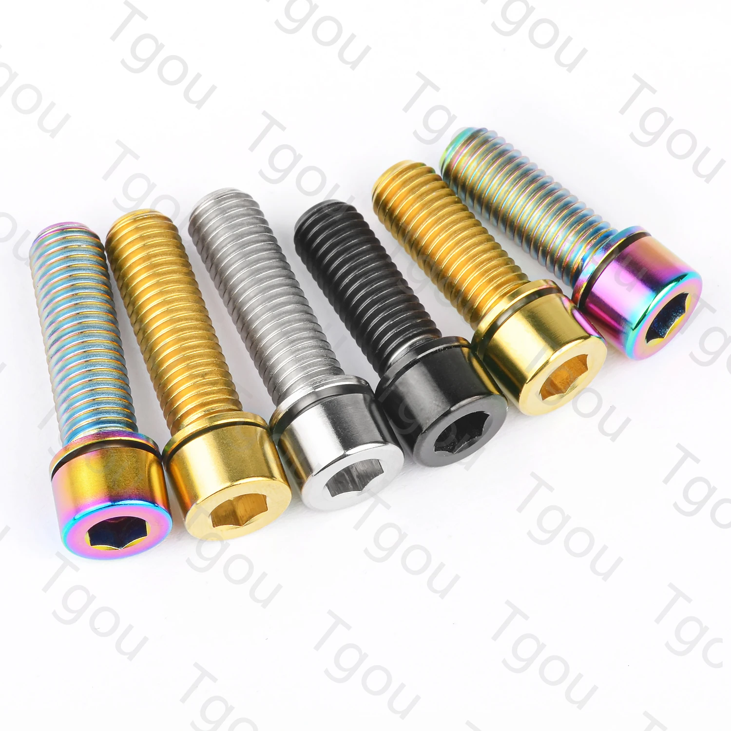 Tgou Titanium Bolt M7x20 25mm Hex Head with Washers Screws for Bicycle Stem Fixed Handlebar 8pcs