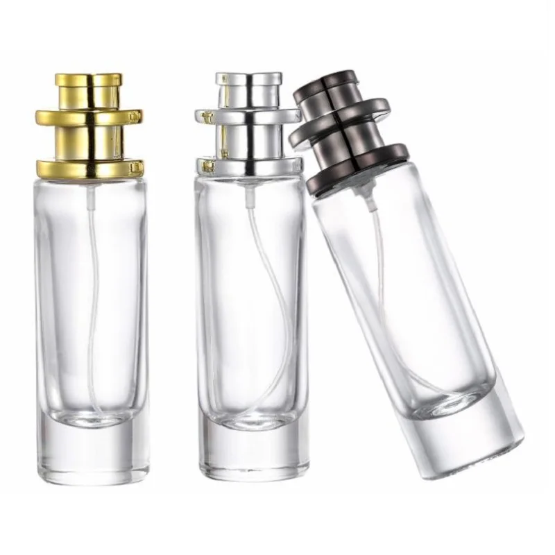 10Pcs Clear Glass Perfume Bottle 30ML Cosmetic Travel Container Crimp Pump Perfume Refill Bottle Empty Fine Mist Spray Bottles