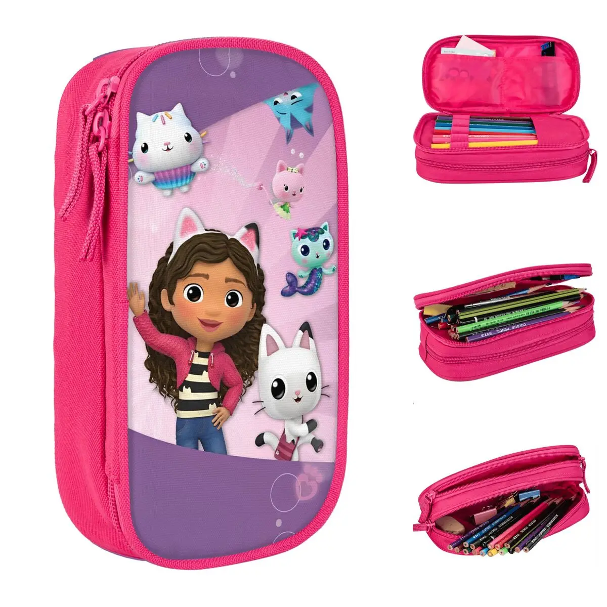 Happy Gabbys Dollhouses Pencil Case Pen Holder Bag Kids Big Capacity Students School Gifts Pencil Pouch