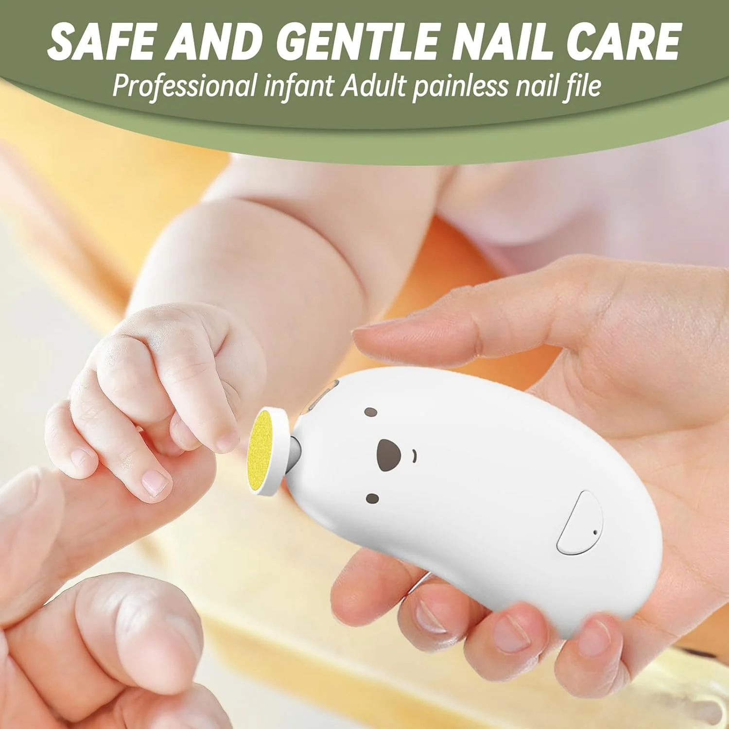 A76I-Baby Nail Trimmer Electric, Rechargeable Baby Nail Clippers With 6 Grinding Heads And LED Light, Safe Baby Nail File Easy T