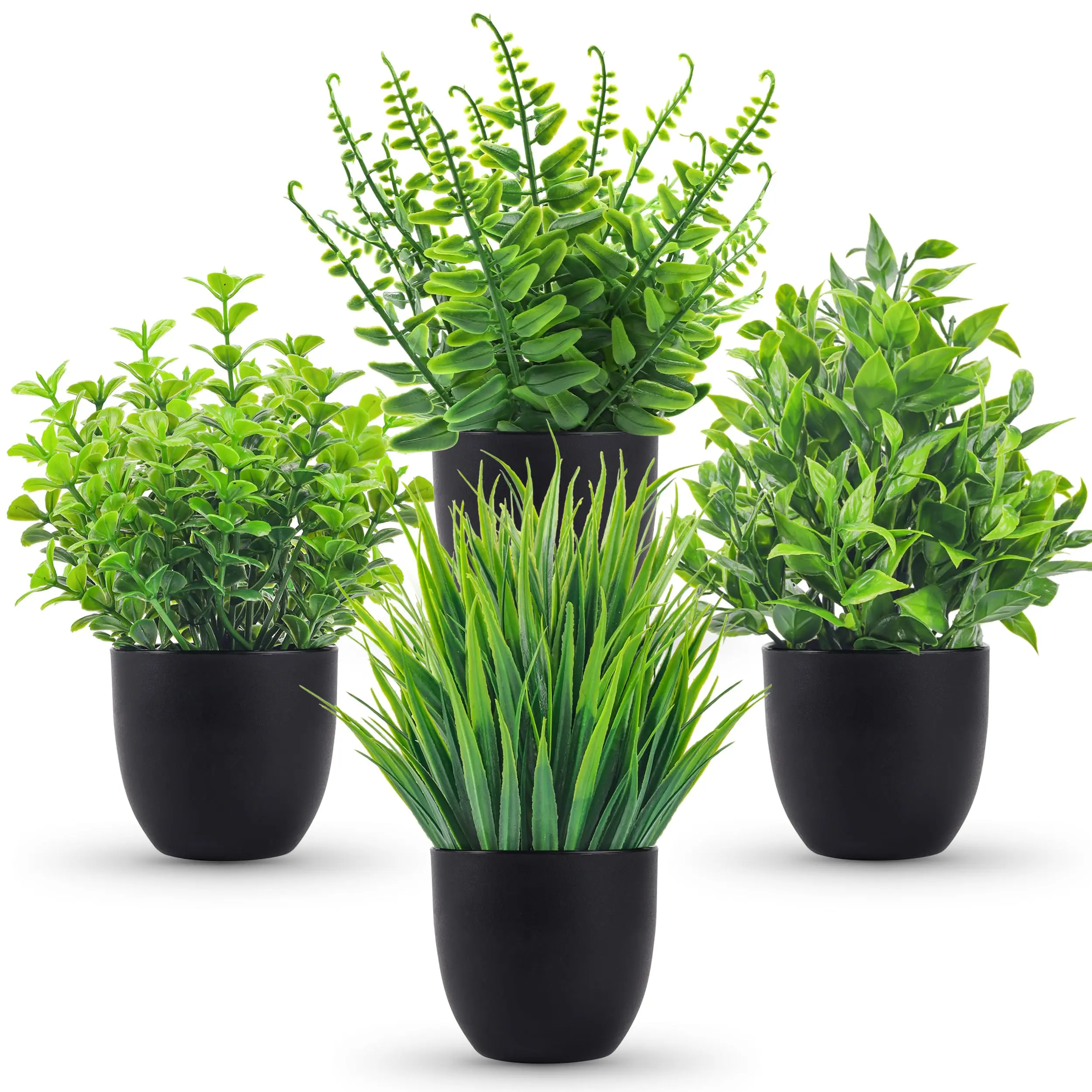 4 Packs Fake Plants Artificial Plants Small Faux Plants Black Bathroom Accessories for Bathroom Home Office Table Decor Indoor