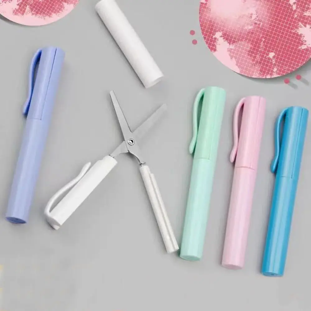 

Pen Shape Scissors Student Kid Fold Stationery Paper Cut DIY Office School Home Art Child Preschool Safe Blunt Tip Portable Cute
