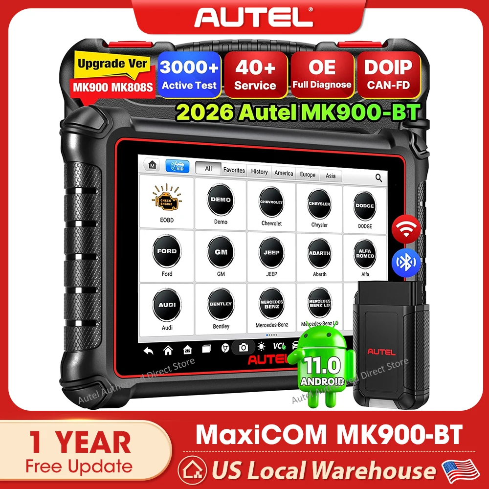 

Автосканер Autel MaxiCOM MK900BT, диагностический инструмент для автомобилей MK900 BT, 3000+ тестов, 8-дюймовый экран, диагностика всех систем, CANFD/DoIP