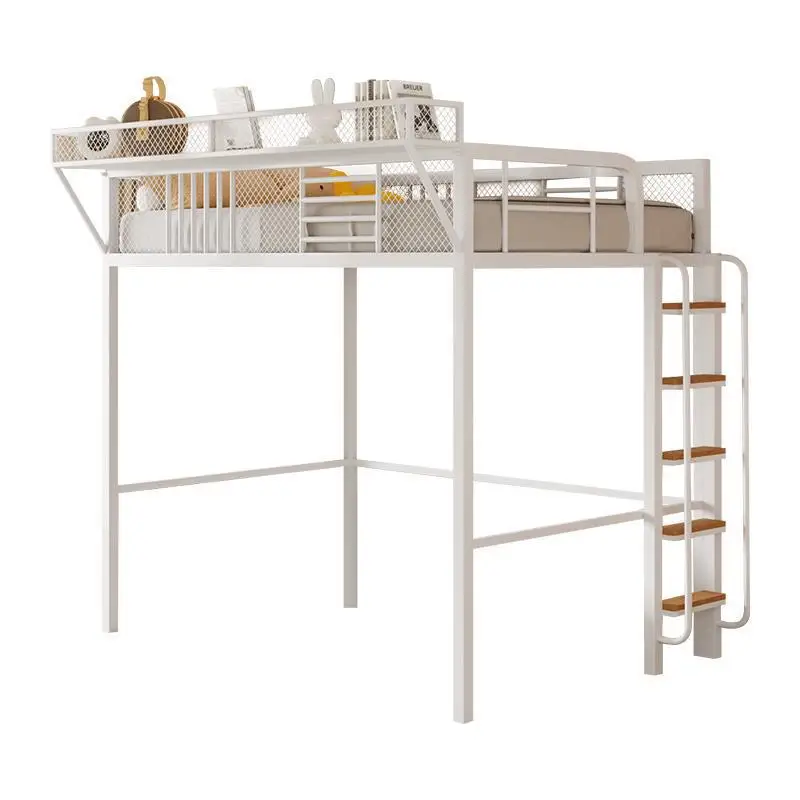 Sábanas elevadas, estructura de cama dúplex de segundo piso, cama debajo de la mesa, escaleras altas y bajas escalonadas, ático