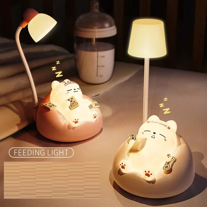 

New Custom Study Sleeping Cat Small Night Lamp Indoor Livingroom Bedroom Decoration Cute Safety Mini Night Light