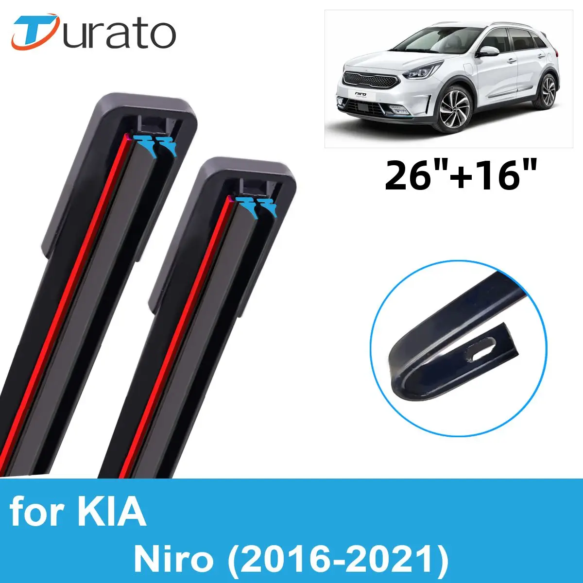 2PCS Car Wiper Blades for 2016-2021 KIA Niro Front Windscreen Windshield Double Rubber Car Accessories 2017 2018 2019 2020 2021