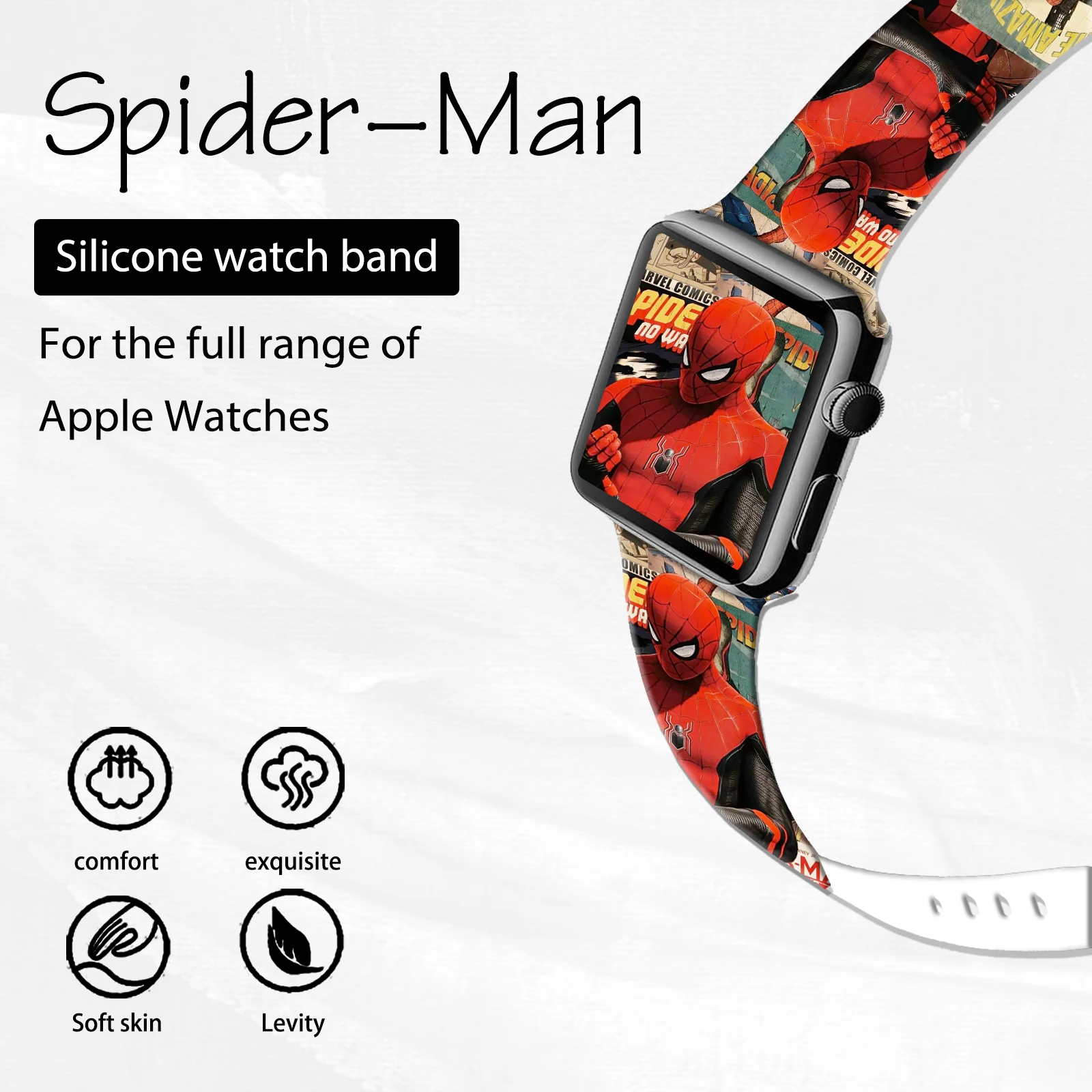 

Magic Spider-Man Series Strap for Apple Watch 10 9 8 7 SE Silicone Band Replaceable Bracelet for iWatch 44mm 42mm 41mm Watchband