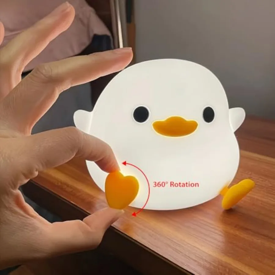 DoDo Duck Night Light, LED Cute Silicone Dimmable Nursery Lamp, Rechargeable USB-C Bedside Touch Sensor Lamp, RGB and Warm Whit view 5