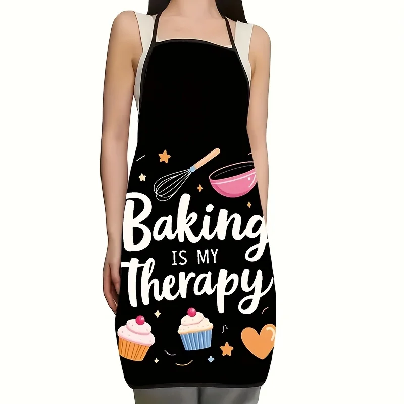 Cute Cupcake Whisk Star Heart Baking Slogan Pattern Waterproof Kitchen Apron Family Cooking Grilling Bakery Shop Daily Present