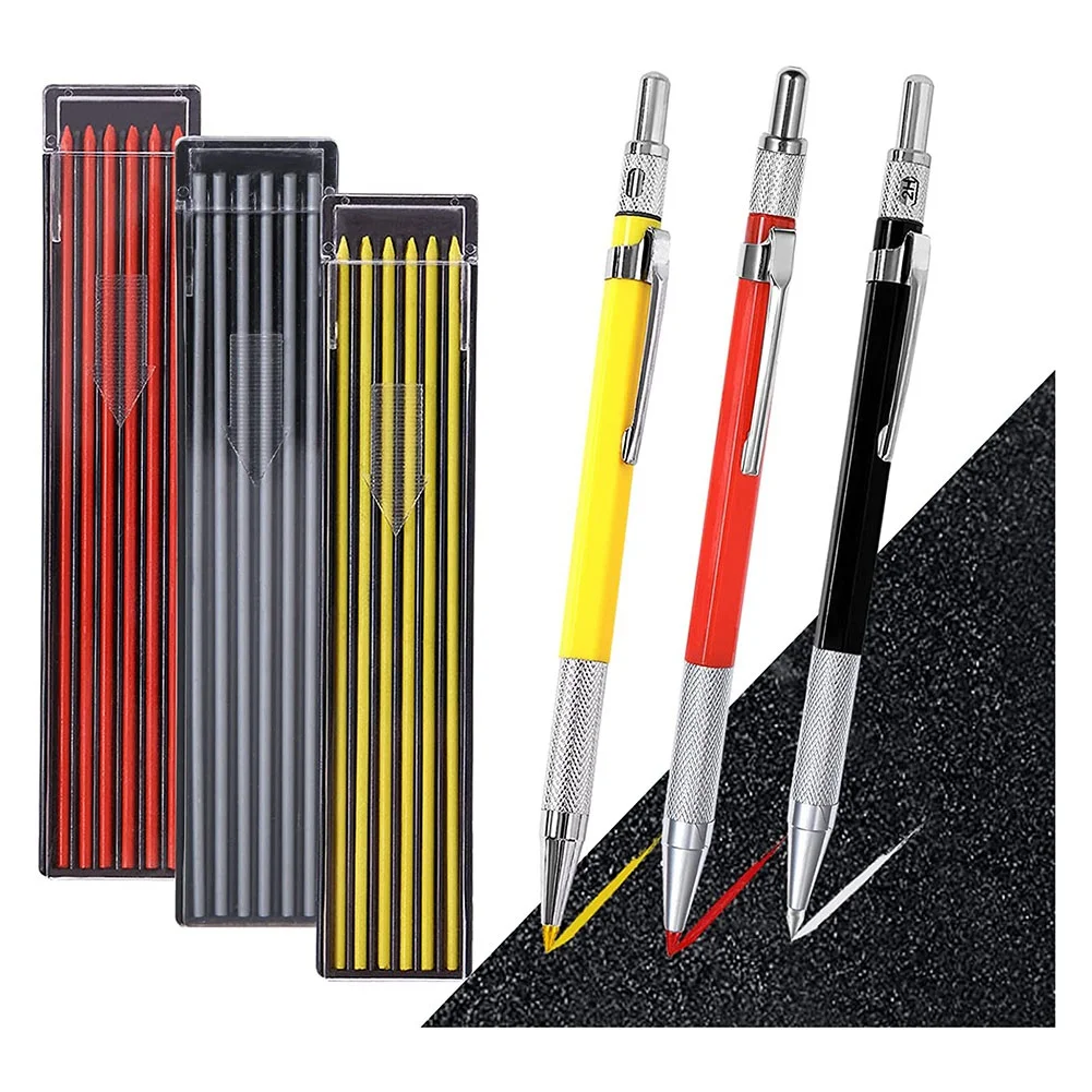 |NEWAA73|3Pcs Mechanical Carpenter Pencils Set with Built-In Sharpener for Steel,Pipe Fitter Welder,Construction Woodwor