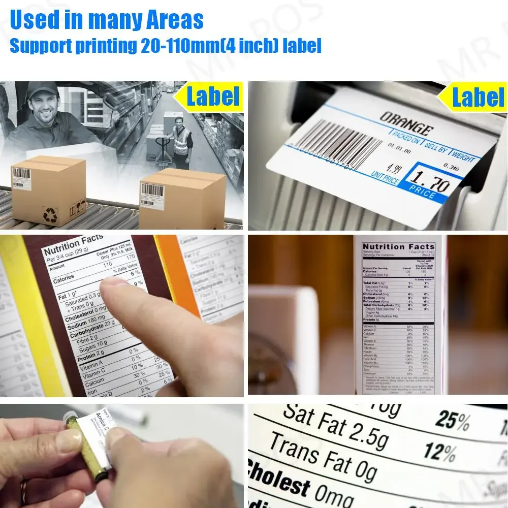 Xprinter 460B Label Barcode Printer Thermal Receipt Printer Bar Code Printer 20-100mm USB Bluetooth For UPS DHL Bar Code Maker