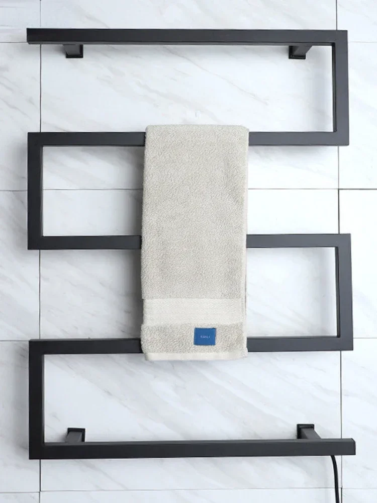 

Bow Shaped Electric Bath Towel Warmer Clothes Drying Electric Heating Towel Rack Bathroom Bath Can Be Timing/Temperature Control