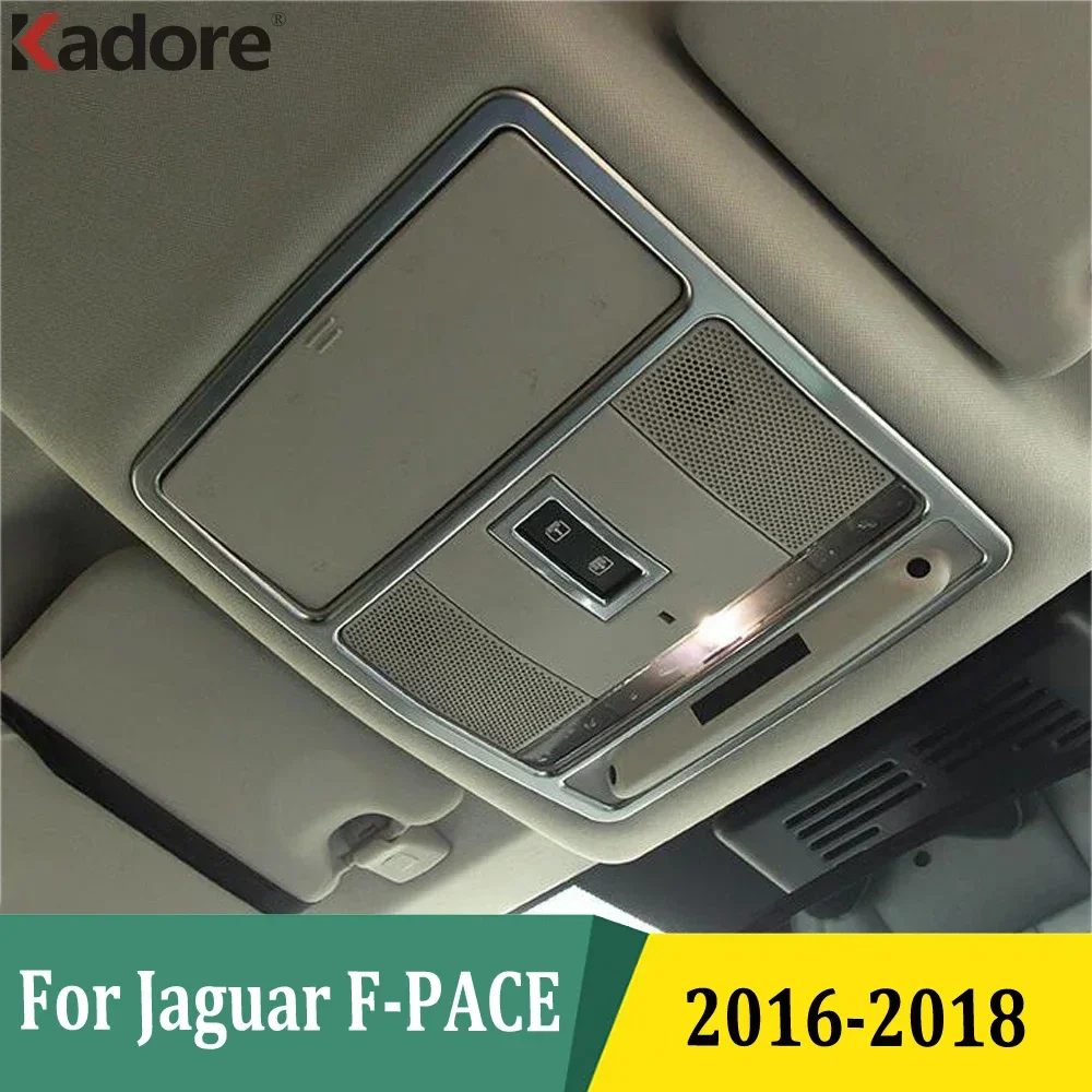 For Jaguar F-PACE 2016 2017 2018 Matte Roof Front Rear Reading Light Lamp Decoration Cover Trim Car Interior Accessories