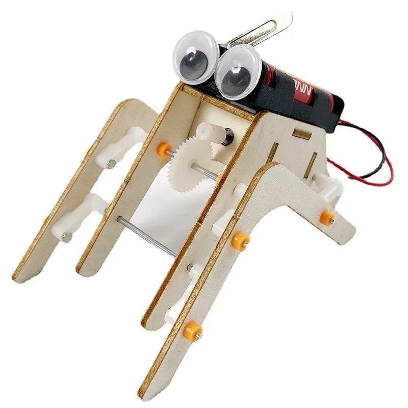 Imagination DIY Handmade Walking Spider Robot Bionic Robot Assemble Model Science Technology Education Experiment Kit Wooden