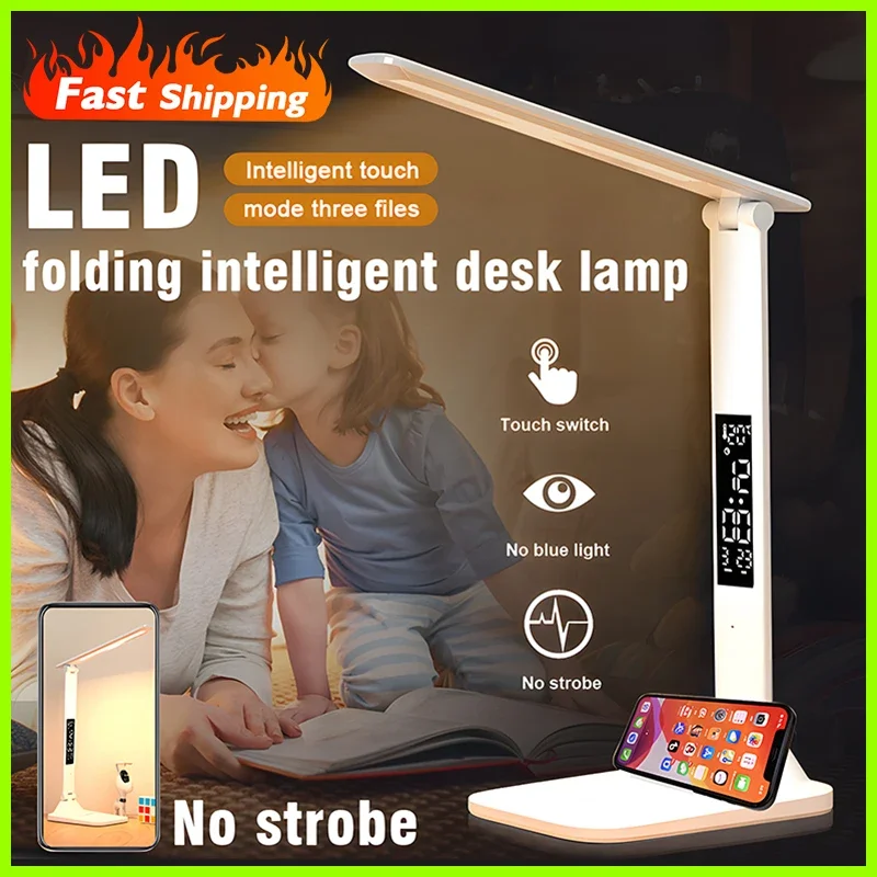 LED Table Lamp Eyes Protection Desk Lamp Touch Dimmable Light USB Rechargable Student Dormitory Bedroom Reading Desk Lamp