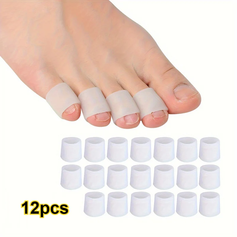 12Unisex soft silicone toe caps，Thickened toe pads for small feet，Suitable for running、Hiking、Skating and dancing， Flexible desi
