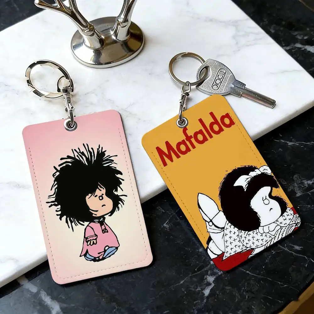 Porte-cartes de visite M-Mafalda-ES tendance et mignon, avec capteur pour cartes d'accès communautaire et d'ascenseur, et protection pour cartes à puce, avec porte-clés