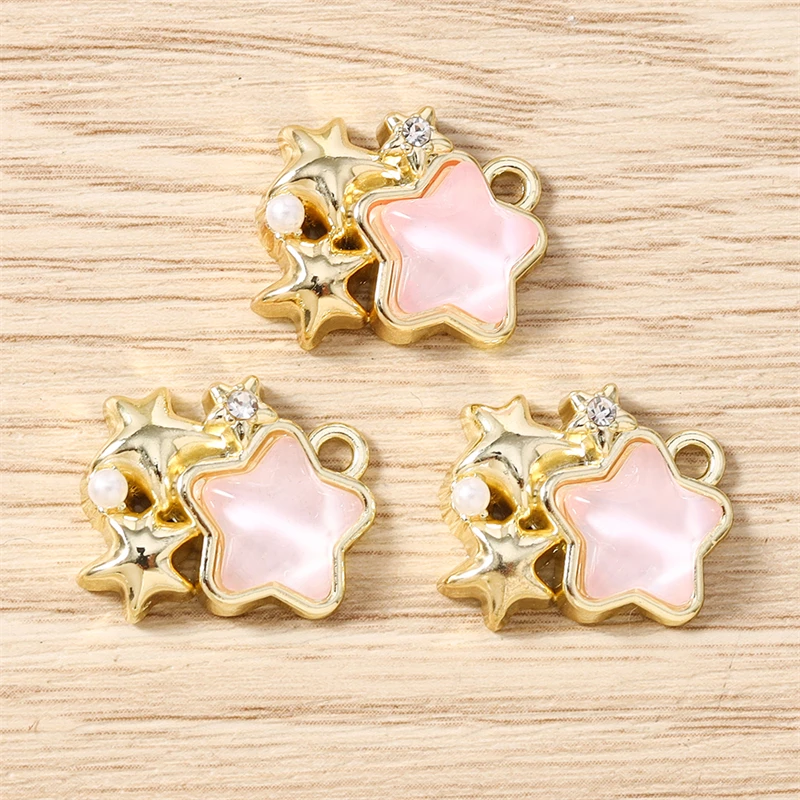 5 Stück 18x15mm Niedliche Kristall-Metall-Stern-Anhänger für die Herstellung von Ohrhängern, Halsketten, Armbändern, DIY-Bastelarbeiten und Schmuckzubehör – Detail 5