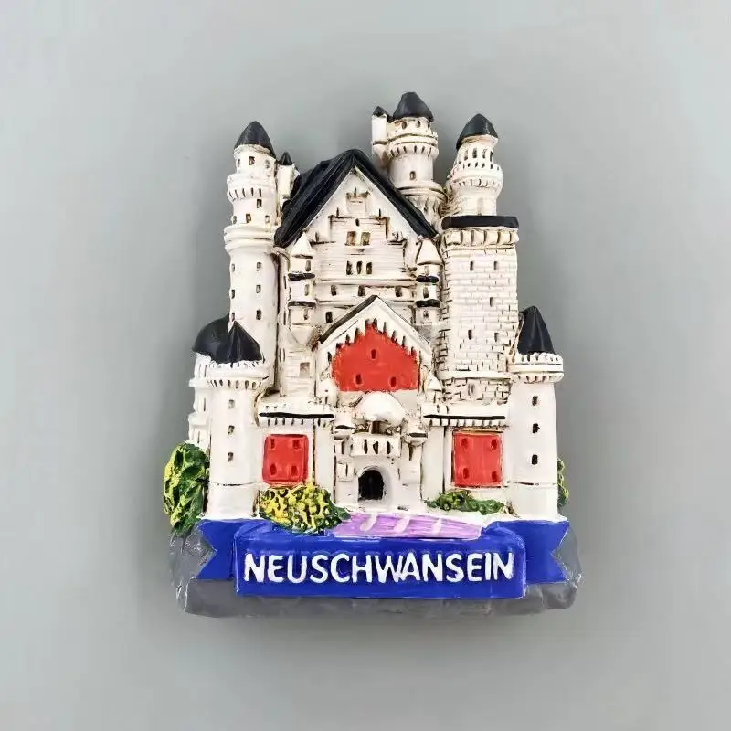 3D resin hand-painted decoration magnet refrigerator sticker gift for tourism commemoration in Neuschwanstein Castle, Bavaria, G