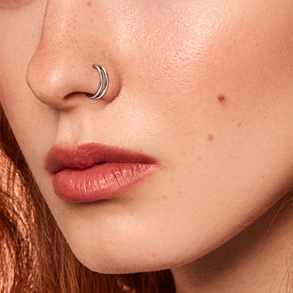 ASTM F136 Titanium 16G Hinged Nose Ring CZ Septum Clicker Cartilage Hoop Earrings Tragus Rook Daith Conch Helix Piercing Jewelry