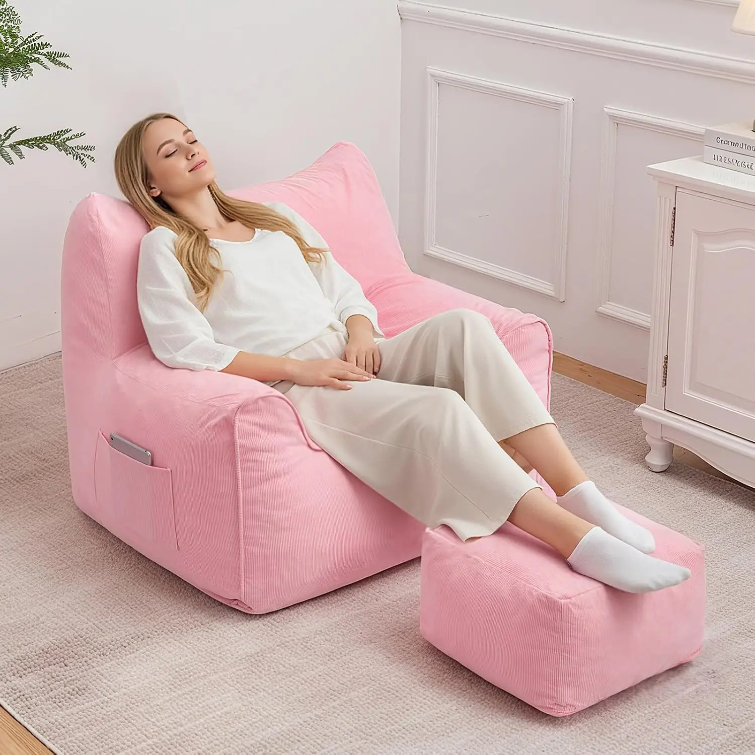 Square Stuffed Pouf Bean Bag Sofa Cat Shaped Comfy Large Reading Couch for Living Room Bedroom Dorm, Customized