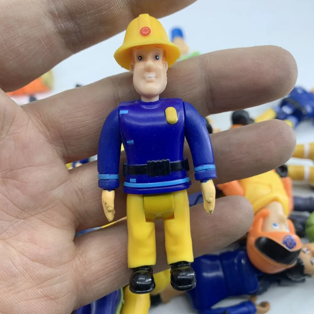 8pcs Joint Movable Fireman Sam Action Figure Toys Anime Fire Woman Figuras Dolls for Children Diy Birthday Gift