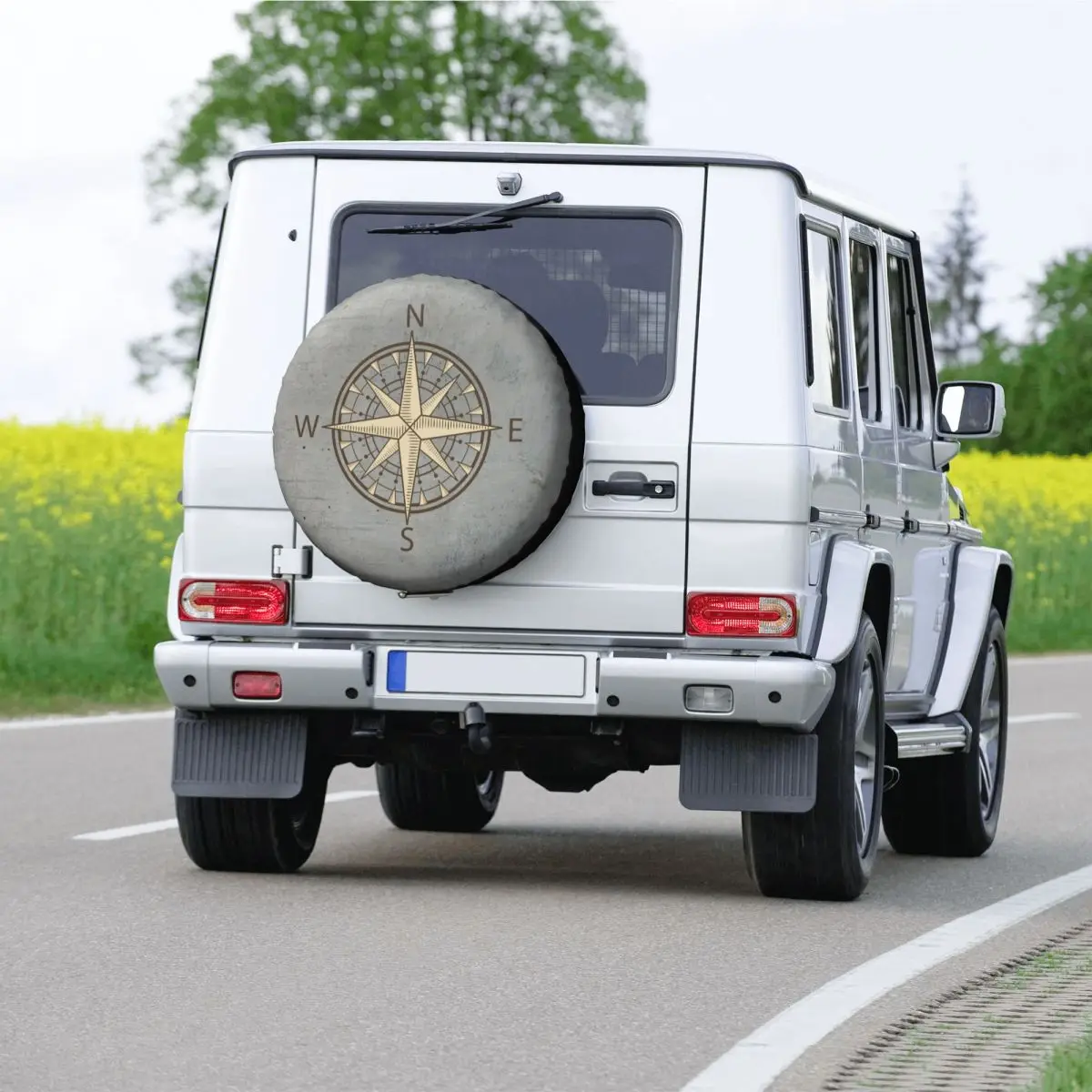 Gray Compass Spare Wheel Tire Cover for Pajero Nautical Sailing Sailor Jeep RV SUV 4WD 4x4 Vehicle Accessories 14-17