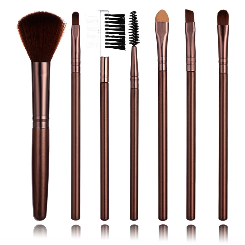 7 Stks/set Goedkope Compleet Make-Up Kit Oogschaduw Vrouwelijke Make-Up Kwasten Voor Wenkbrauwen Concealer Poeder Borstels Make-Up Set Gereedschap Schoonheid