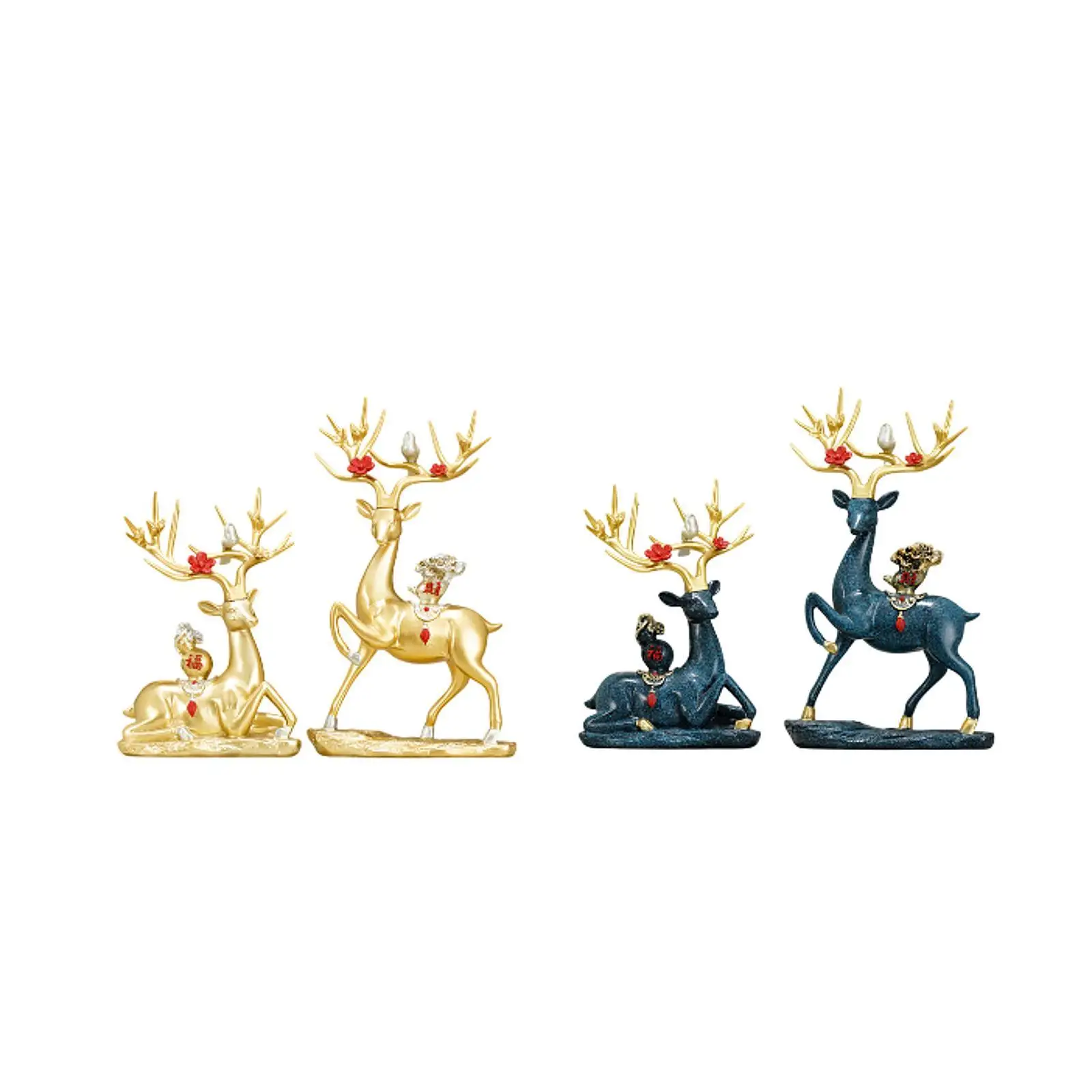 2 Pieces Reindeer Figurines Modern Elk Deer Statue Sitting Standing Deer Statues for Bedroom Office Cabinet Bookshelf Farmhouse