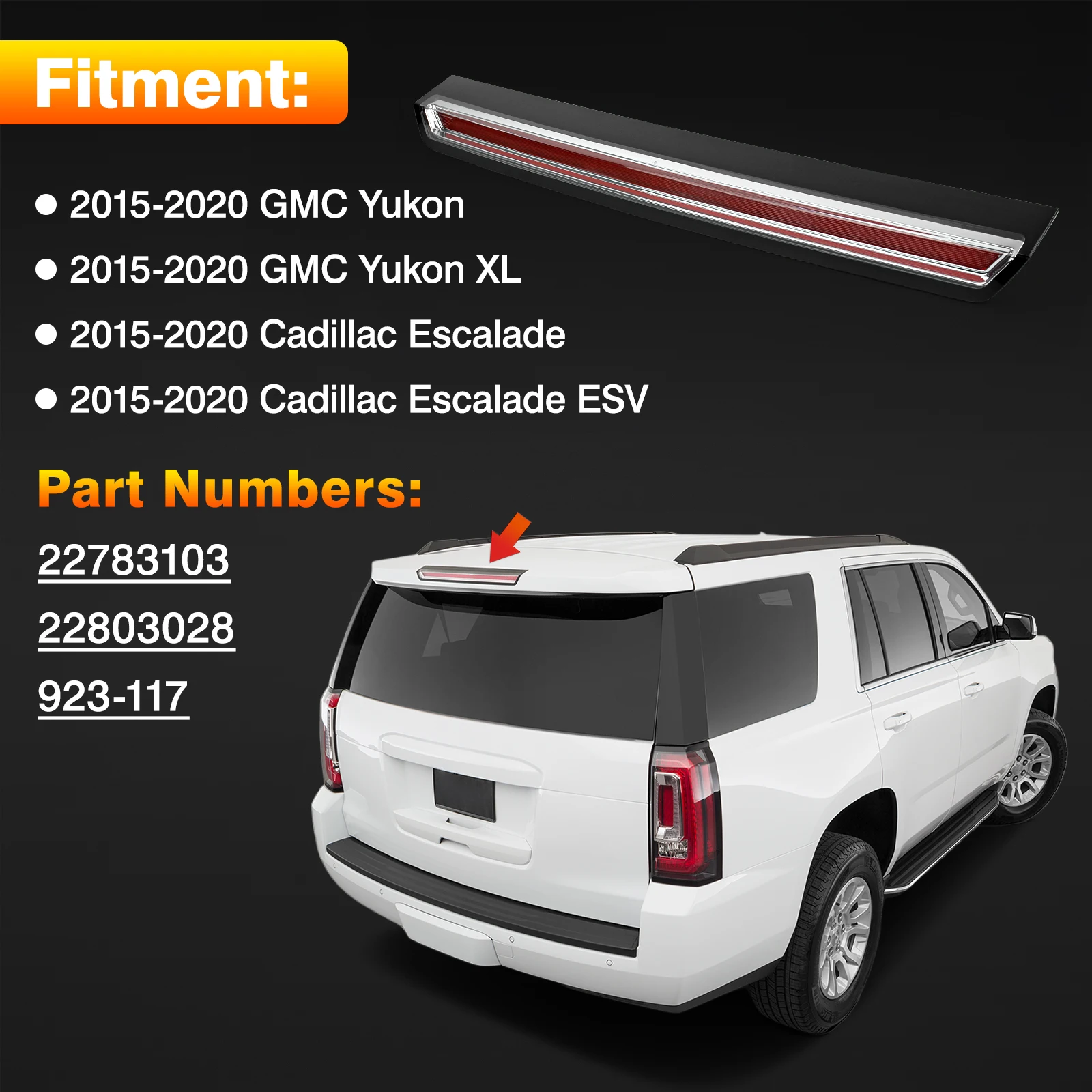 Car Third Brake Light 22783103 22803028 For GMC Yukon XL Cadillac Escalade ESV 2015 2016 2017 2018 2019 2020