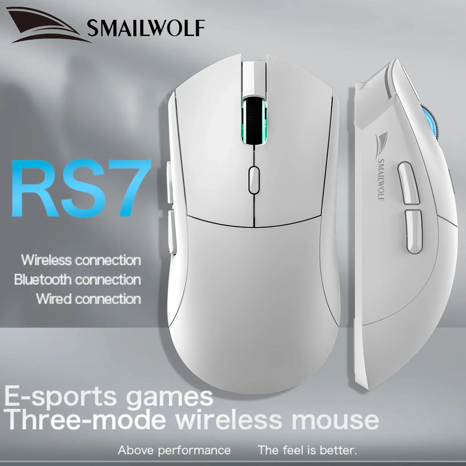 

SMAILWOLF RS7 Bluetooth Беспроводная игровая мышь PAW3311 Макродрайвер Ноутбук Настольный компьютер Офисная игра 20000 точек на дюйм